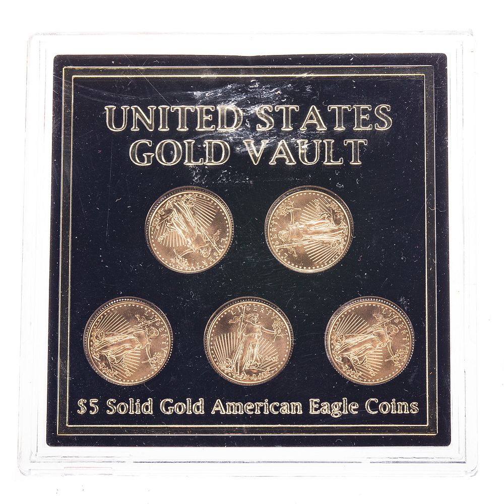 Appraisal: Five Gold American Eagles Half Ounce total gold packaged by