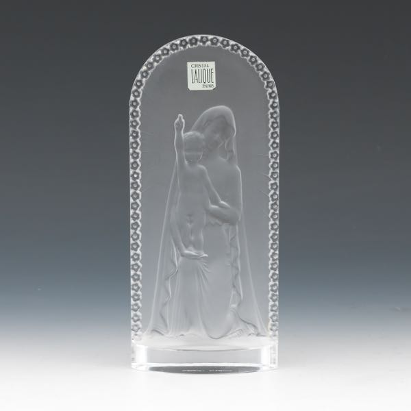 Appraisal: Lalique Madonna and Child Crystal Plaque x x Lalique Madonna