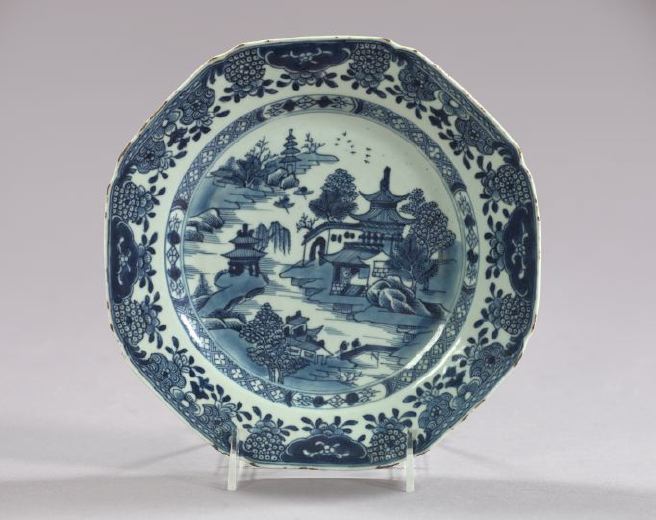 Appraisal: Chinese Export Blue and White Porcelain Octagonal Plate fourth quarter