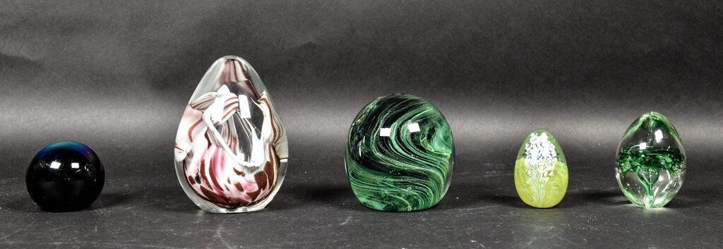 Appraisal: ART GLASS PAPERWEIGHTS art glass paperweights signed Vines numbered and