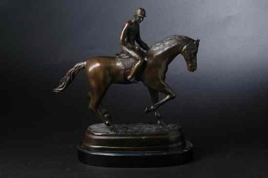 Appraisal: FRENCH BRONZE FIGURE GROUP OF HORSE AND JOCKEY Early th