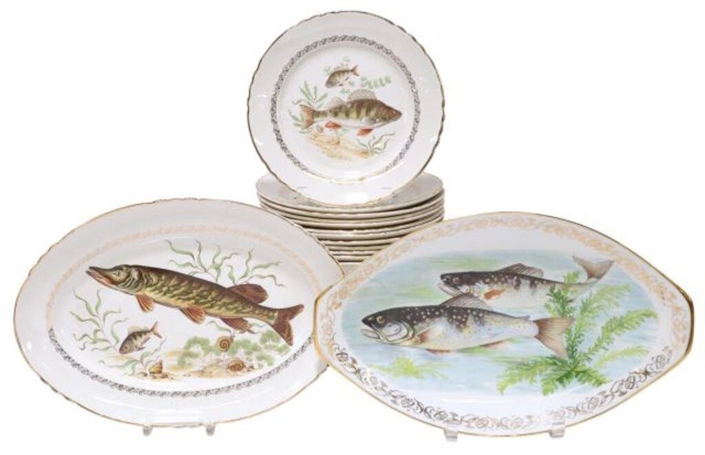 Appraisal: FRENCH ORCHIES PORCELAIN FISH SERVICE lot of French fish service