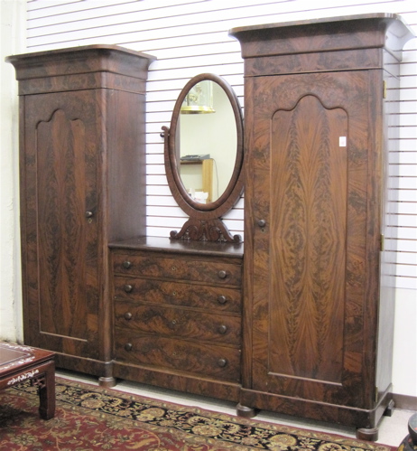 Appraisal: LARGE EMPIRE MAHOGANY WARDROBE DRESSER American mid th century in