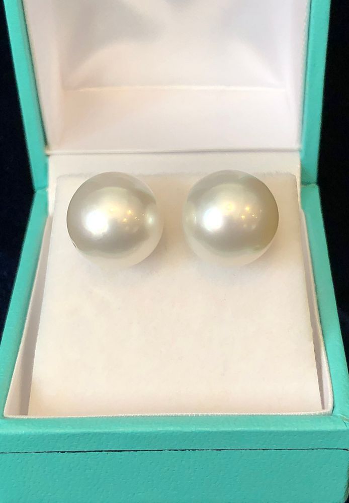 Appraisal: Pair of Fine mm White South Sea Pearl Earrings Pair