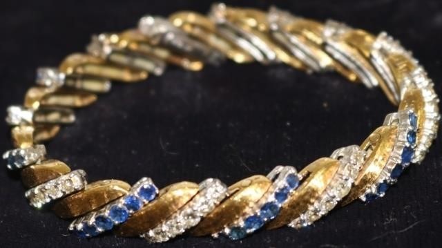 Appraisal: KT WHITE AND YELLOW GOLD BRACELET SET WITHBANDS OF DIAMONDS