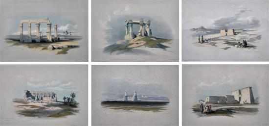 Appraisal: David Roberts Scottish - Set of six lithographs i Temple