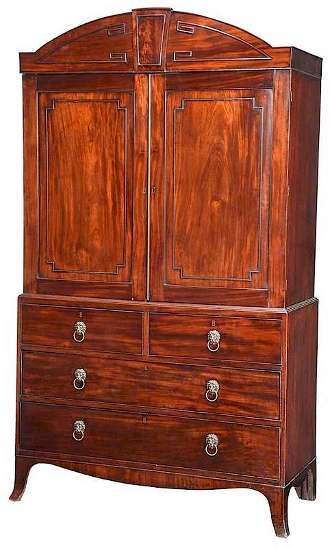 Appraisal: George III Mahogany Linen Press British late th early th