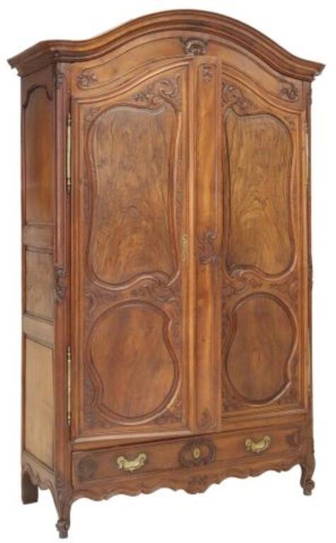 Appraisal: French Louis XV style walnut armoire th c molded cornice