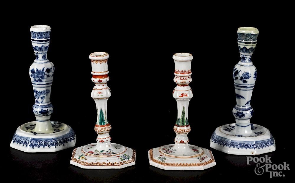 Appraisal: Two pairs of Chinese export porcelain candlesticks Exclusive on Bidsquare