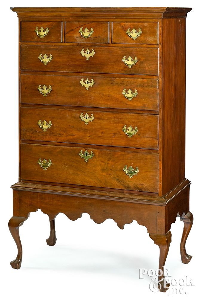 Appraisal: Pennsylvania Queen Anne walnut chest on frame Pennsylvania Queen Anne