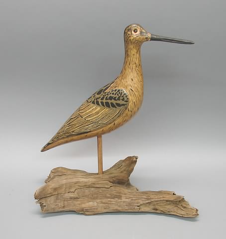 Appraisal: Willet stick-up decoy on driftwood base original paint in good