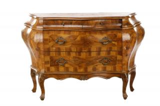 Appraisal: Fine Rococo Inlaid Drawer Bombe Commode Continental th century A