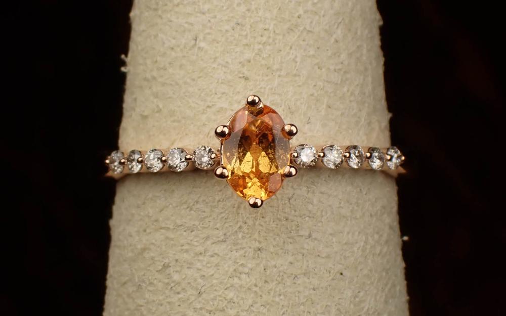 Appraisal: SPESSARTITE GARNET DIAMOND AND FOURTEEN KARAT GOLD RING The rose