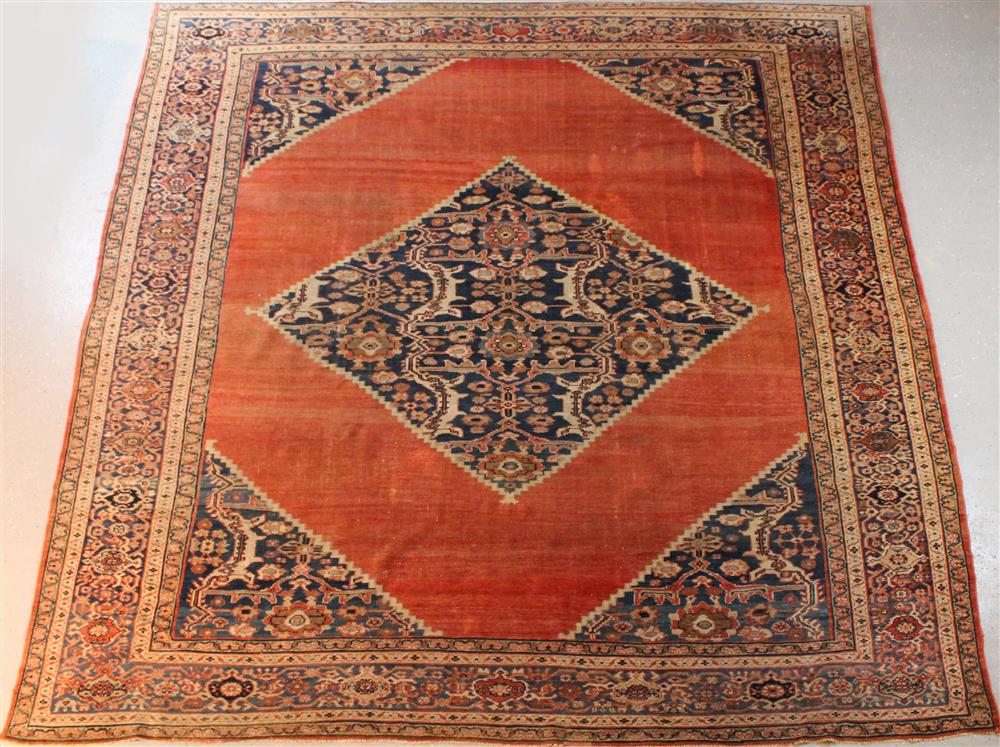 Appraisal: PERSIAN SULTANABAD RUG WITH DIAMOND CENTER MOTIF border of radiating