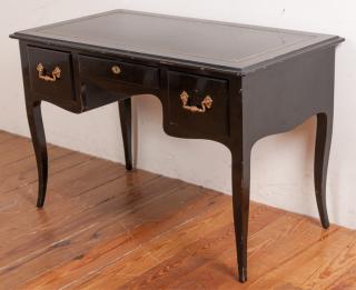 Appraisal: Ebony Lacquered Writing Desk Ebony lacquered three drawer writing desk