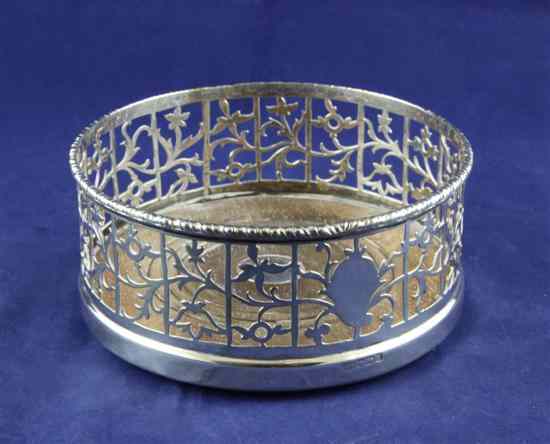 Appraisal: A George V pierced silver wine coaster with gadrooned rim