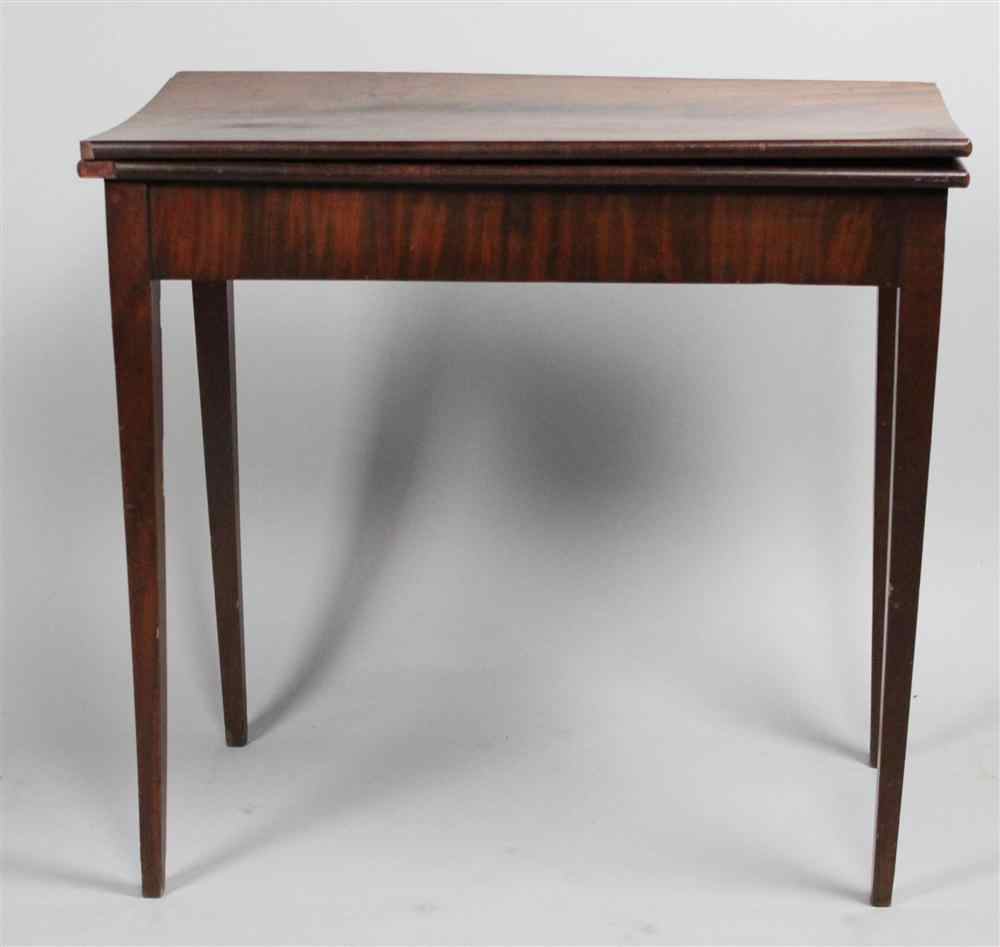 Appraisal: NEO-CLASSICAL MAHOGANY CARD TABLE Circa with hinged rectangular top opening