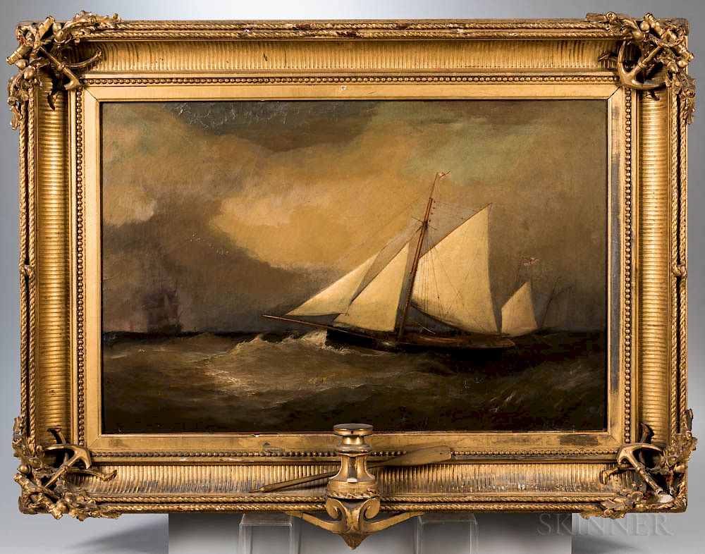 Appraisal: British School Late th Century Sloop in Stormy Seas British