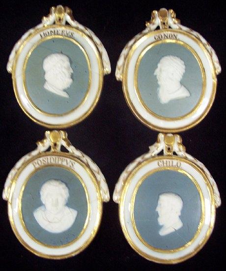 Appraisal: A set of four Furstenberg biscuit portrait medallions circa -