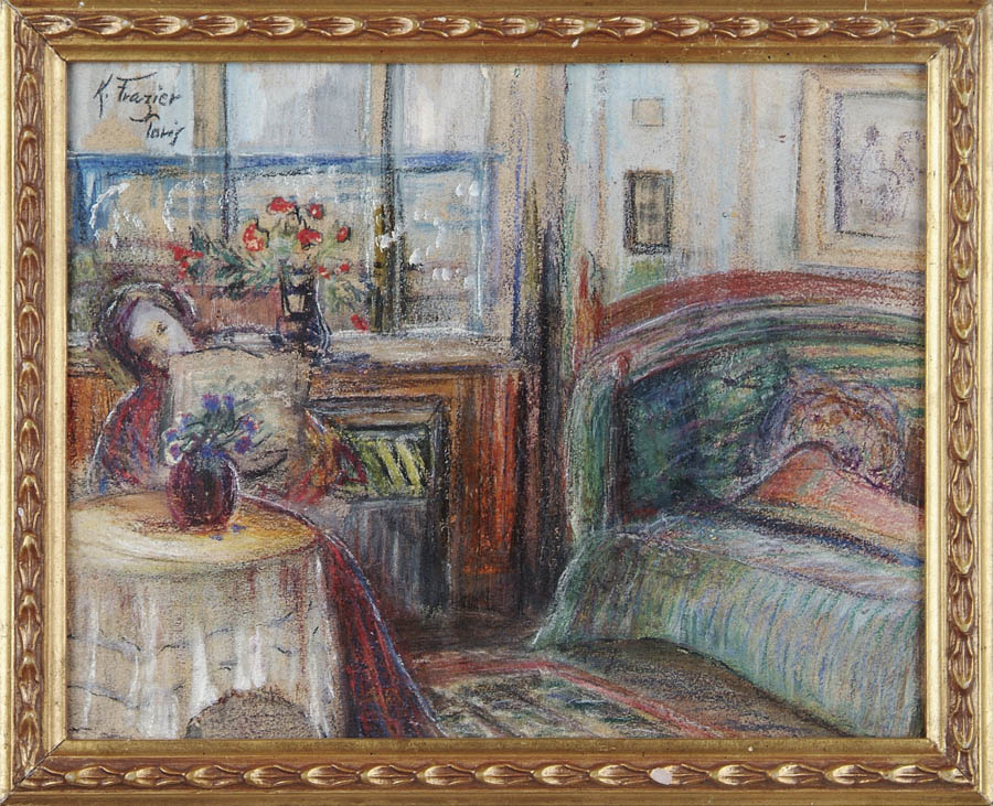 Appraisal: KENNETH FRAZIER American - INTERIOR WITH FIGURE AT TABLE Oil