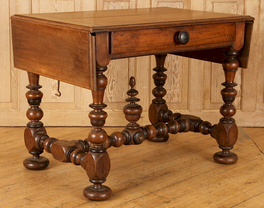 Appraisal: LATE TH C FRENCH WALNUT DROP LEAF SOFA TABLE A