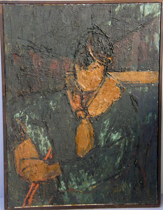 Appraisal: Peter Schmidt - German abstract portrait in browns and greens