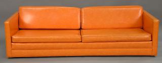 Appraisal: Orange Tuxedo vinyl sofa lg in Orange Tuxedo vinyl sofa