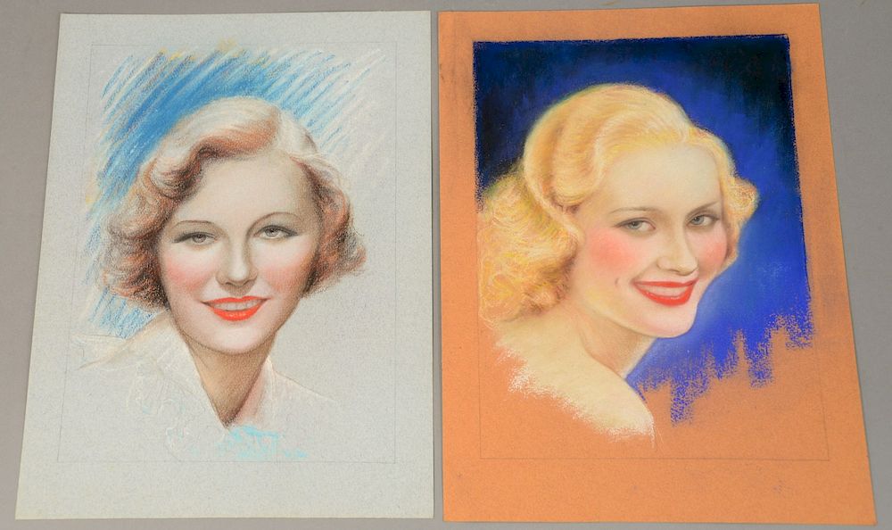 Appraisal: Charles Sheldon - pastel on paper pair of Illustration Glamour