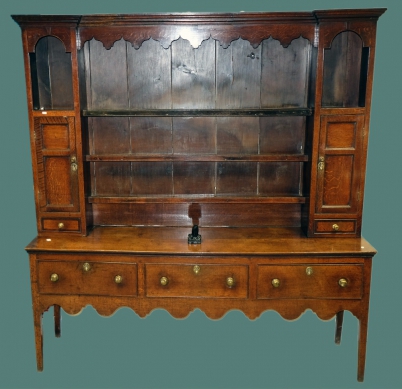 Appraisal: Georgian Oak welsh dresser three draw base on tapered legs