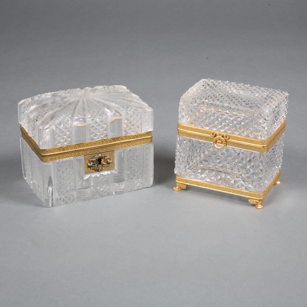 Appraisal: Two French Gilt-Metal Mounted Cut Glass Boxes