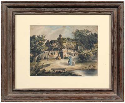 Appraisal: William Anderson watercolor Scottish - figures by a tumble-down cottage