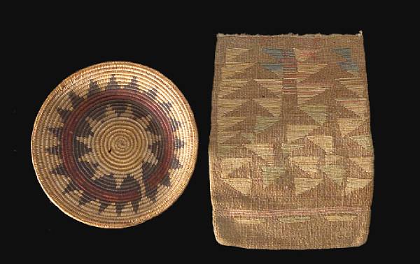 Appraisal: Two Native American basketry items Including a Plateau cornhusk bag