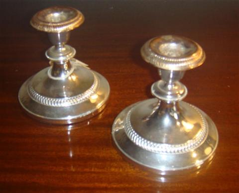 Appraisal: PAIR OF SILVER CANDLESTICKS h in Provenance ANTIQUE CONTEMPORARY LEASING