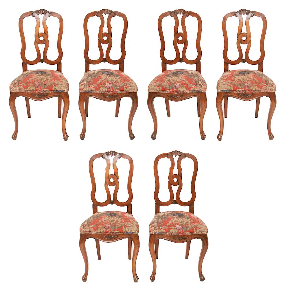 Appraisal: Carved Wood Ribbon-Back Dining Chairs Set of Set of six