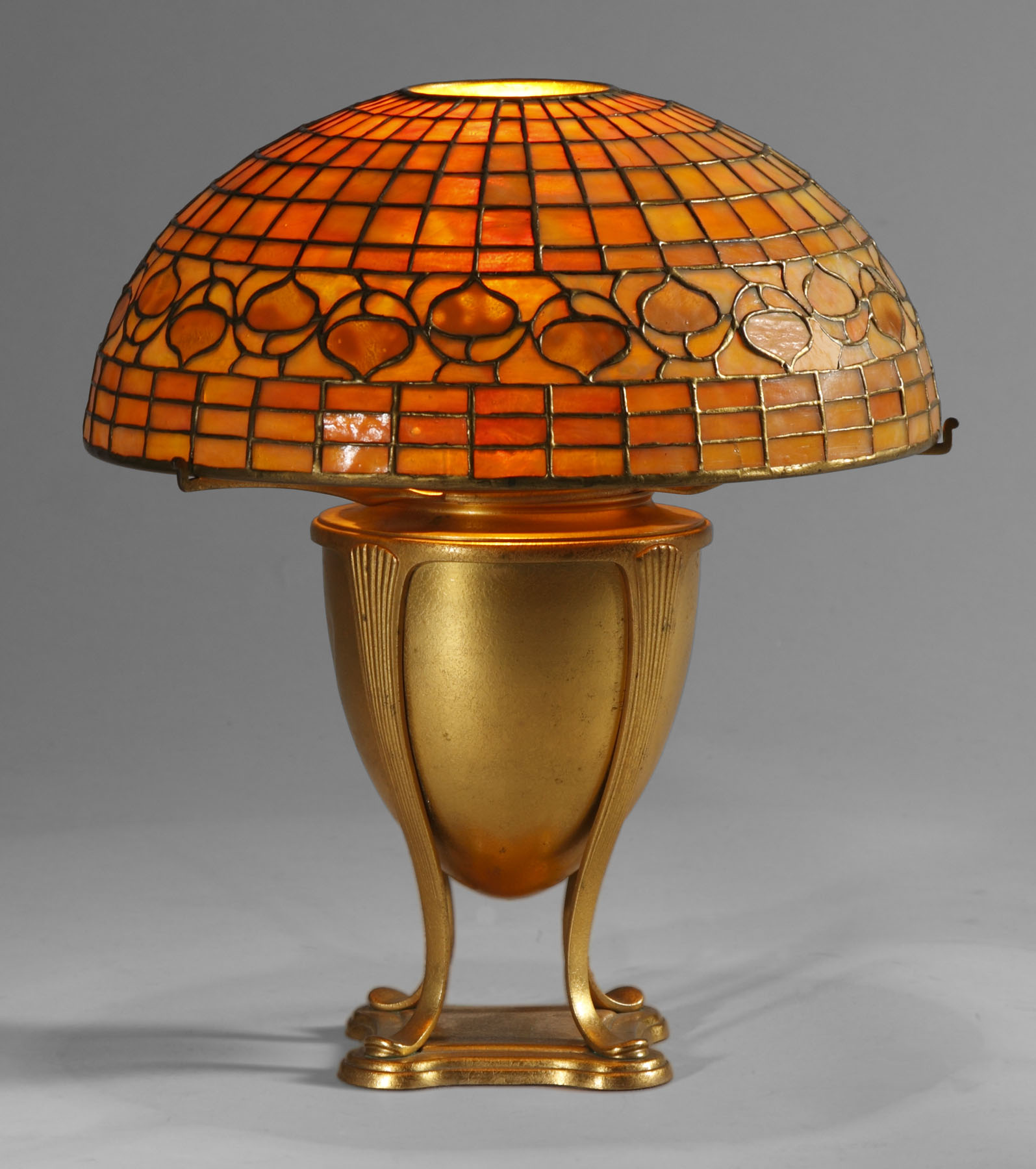 Appraisal: Tiffany Acorn Lamp Gold patinated bronze base Shade sgn Tiffany