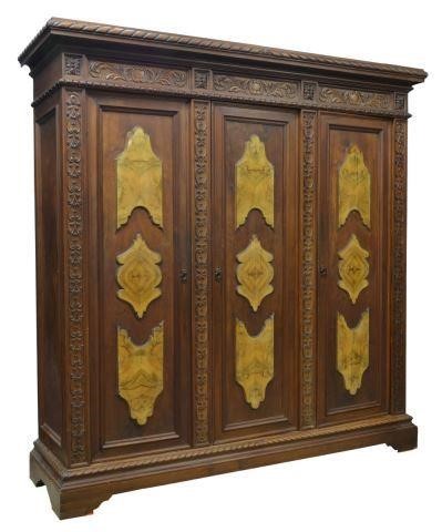 Appraisal: Italian Renaissance Revival carved walnut armoire early th c molded