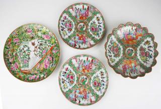 Appraisal: Th C Chinese Rose Medallion Plates With Gilt Accents incl