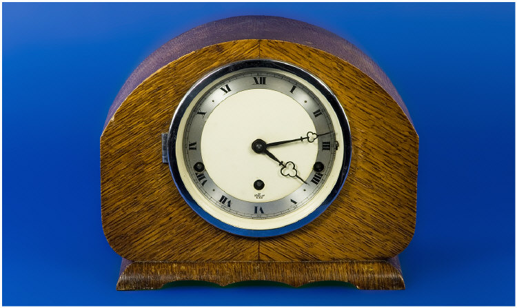 Appraisal: 's Oak Mantle Chiming Clock day chiming and striking movement