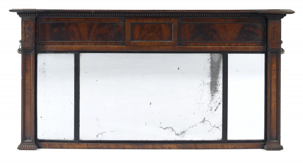 Appraisal: A WILLIAM IV MAHOGANY OVERMANTEL MIRROR with inverted breakfront and