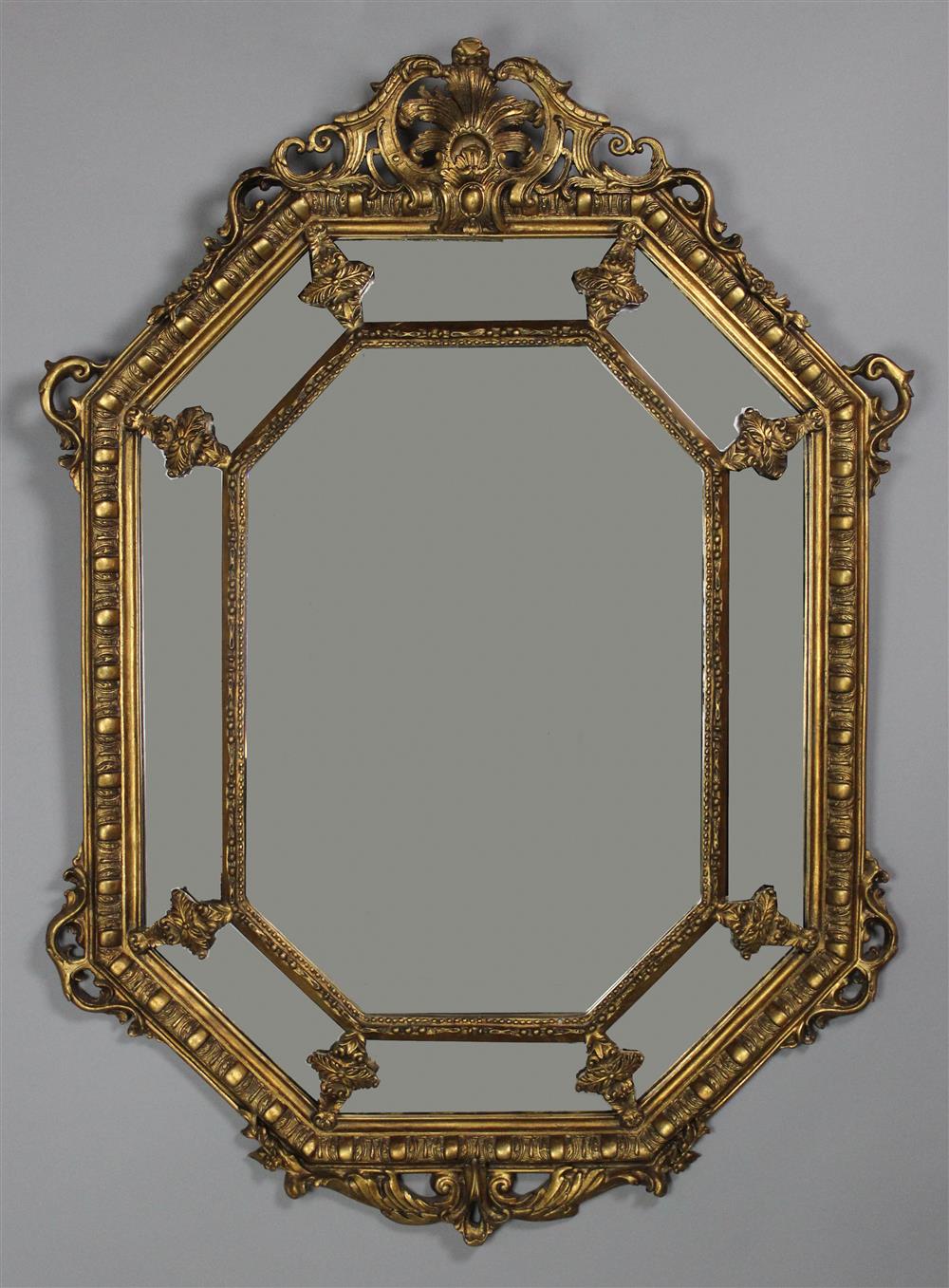 Appraisal: LOUIS XIV STYLE GILT AND MOLDED GESSO OCTAGONAL MIRROR TH