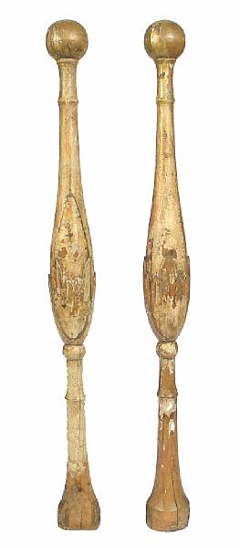 Appraisal: A pair of large gilt paint decorated architectural finials th