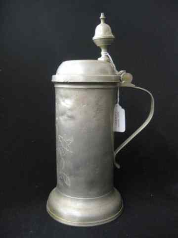 Appraisal: Pewter Flagon engraved floral date '' tall