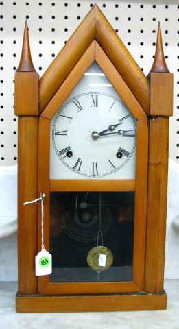 Appraisal: E N Welch Steeple Case Shelf Clock tin face with