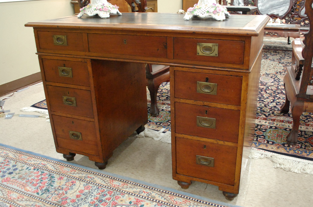 Appraisal: LATE VICTORIAN TEAK CAMPAIGN DESK attributed to Army Navy Co-operative