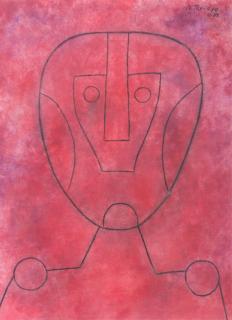 Appraisal: Rufino Tamayo Cabeza in Red Mixed Media Rufino Tamayo New