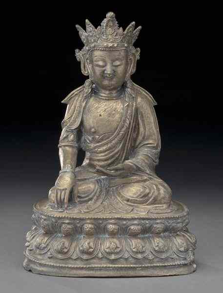 Appraisal: Chinese Ming bronze Shakyamuni Buddha his right hand in Bhumisparsha