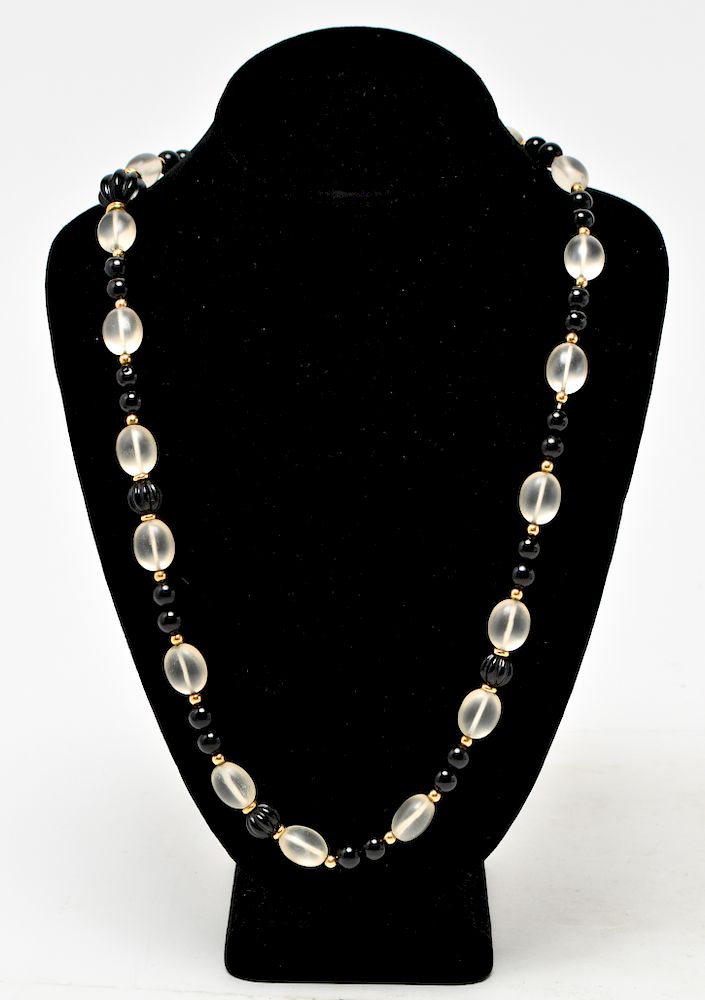 Appraisal: K Yellow Gold Topaz Black Onyx Beads K yellow gold