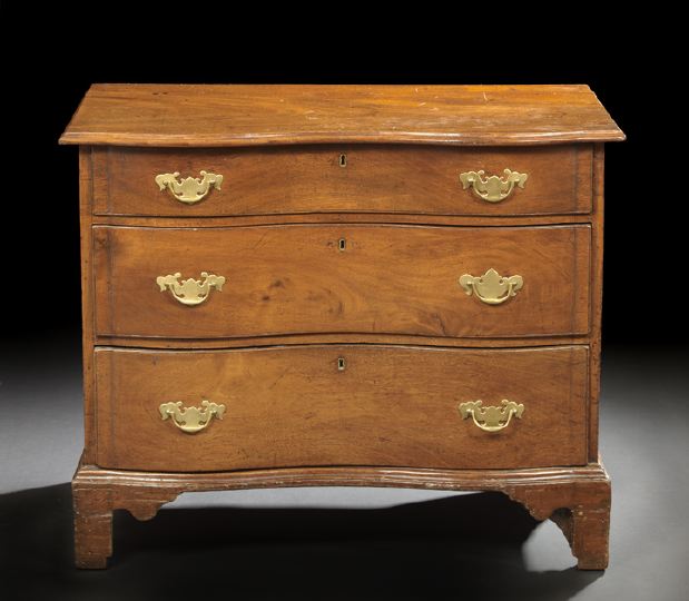 Appraisal: American Chippendale Mahogany Oxbow Chest New England second half th