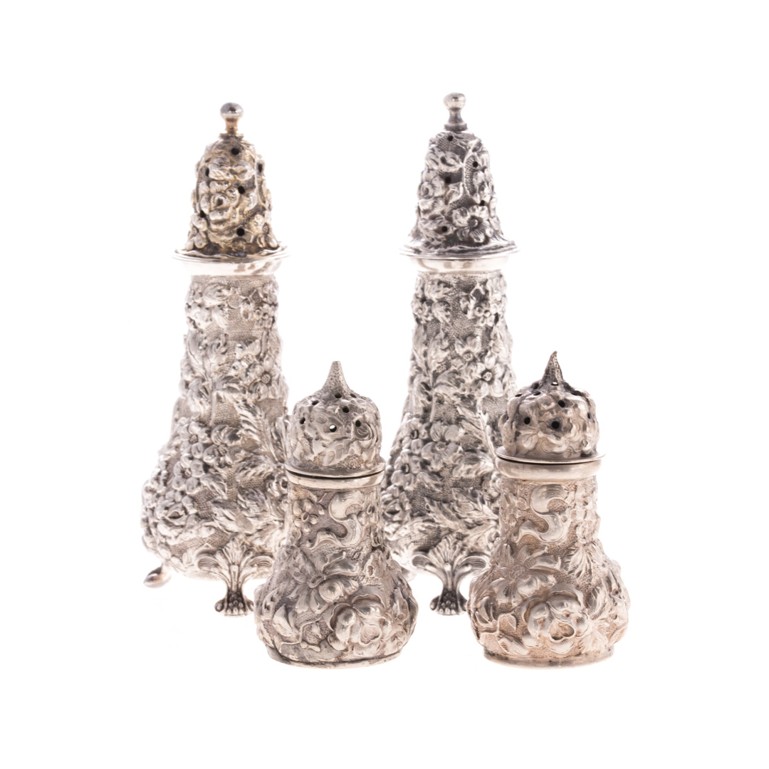 Appraisal: Two sterling salt peppers sets in Stieff Rose Stieff Rose