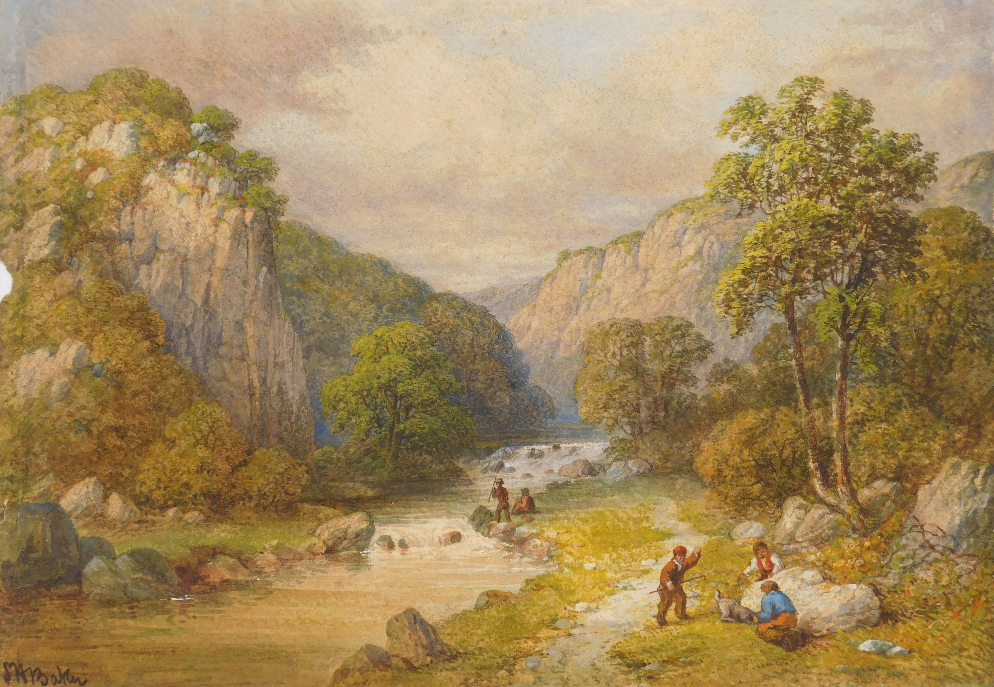 Appraisal: Samuel Henry Baker British - Figures by River- watercolor on